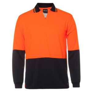 JB’S HI VIS L/S NON BUTTON POLO