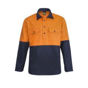NCC HEAVY DUTY HYBRID TWO TONE HALF PLACKET COTTON DRILL SHIRT WITH GUSSET SLEEVES