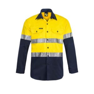 NCC HEAVY DUTY HYBRID TWO TONE HALF PLACKET COTTON DRILL SHIRT WITH GUSSET SLEEVES AND CSR REFLECTIVE TAPE